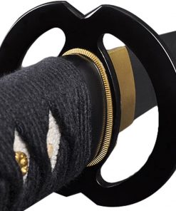 B0031N3S70 Handmade Sword - Samurai Wakizashi Sword, Practical, Hand Forged, 1045 Carbon Steel, Clay Tempered, Damascus, Full Tang, Sharp, Musashi Tsuba, Black Wooden Scabbard, Sword Certificate