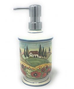 B08XC43K7M CERAMICHE D'ARTE PARRINI - Italian Ceramic Soap Dispenser with Rust Proof Stainless for Bathroom,Kitchen Hand Painted Pattern Tuscan Landscape Poppies Made in ITALY