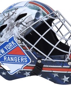 B08T6G8D1D Henrik Lundqvist & Mike Richter New York Rangers Autographed Replica Goalie Mask - Autographed NHL Helmets and Masks