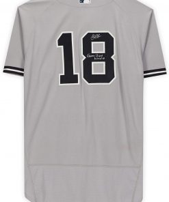 B08T6FCL38 Didi Gregorius New York Yankees Autographed Game-Used #18 Gray Jersey vs. Philadelphia Phillies on June 27, 2018 with"Game Used 6-27-18" Inscription - MLB Autographed Game Used Bats