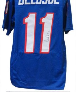 B08TL37HXM Drew Bledsoe Signed Blue Throwback Custom Football Jersey