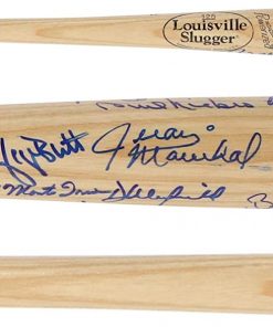B08WJLFMG2 MLB Hall Of Famers Autographed Bat with Multiple Signatures - JSA SM2919 - Autographed MLB Bats