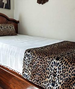 B08RXK38J7 King,Queen,Size Leopard Velvet Bed Runner Set With Decorative Cheetah Pillow Cover-12x20