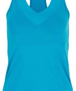 B08VF6BBJ1 Lucky In Love Women`s V-Neck Tennis Tank with Bra Turquoise ()
