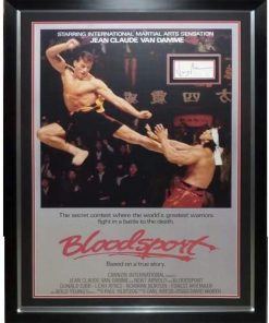 B08WRP81WD Bloodsport Full-Size Movie Poster Deluxe Framed with Jean-Claude Van Damme Autograph - JSA