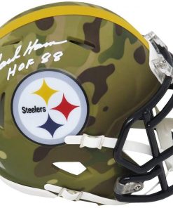 B08VGY9PQY Jack Ham Signed Pittsburgh Steelers CAMO Riddell Speed Mini Helmet w/HOF'88