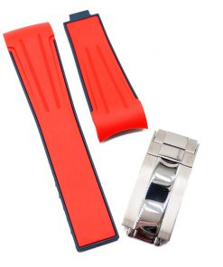 B08RYYG38Y 20mm Curved End Red/Blue Rubber Watch Strap For Rolex