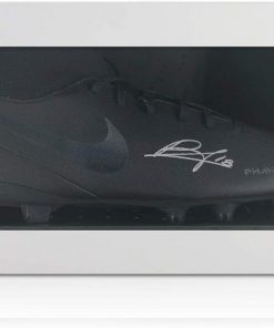 B08WX4WW3R Bruno Fernandes Signed Black Soccer Cleat. In Gift Box | Autographed Memorabilia
