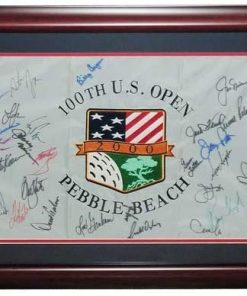 B0036PU75E 2000 US Open (Pebble Beach) Deluxe Framed Golf Pin Flag Autographed by 30 Former Champions #4