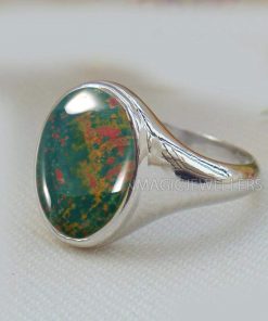 B08THJTH2K Blood Stone Men's Signet Ring, 925 Sterling Silver, Men's Ring, Handmade Ring, Gift For Husband, Unisex Ring, Blood Stone Ring, Signet Ring