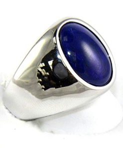 B08T9X58VX Natural Lapis Lazuli Men's Ring in 925 Sterling Silver, Oval Cabs Ring, Lapis Statement Ring, Wedding Engagement Ring,Gift for him