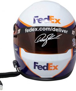 B08T4MMPCJ Denny Hamlin Signed FedEx Full Size Replica Nascar Helmet BAS
