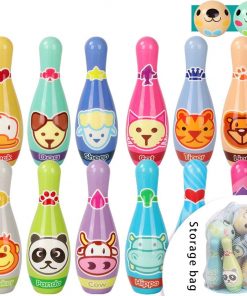 B08THPSZNV bowling Children's Soft Indoor Set 2-6 Years Old Kids Indoor Eating, Drinking and Playing Game Set Parent-Child Sports Boy Toy (Color : C, Size : 6.519cm)