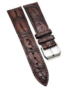 B08W9R884X 21mm Brown Alligator Leather Horned Back Watch Strap