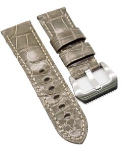 B08RYXZZQN 24mm Waxed Mink Gray Alligator Leather Watch Strap For Panerai