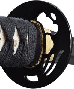 B001NOQ93E Handmade Sword - Samurai Katana Sword, Functional, Hand Forged, 1045 Carbon Steel, Heat Tempered, Full Tang, Sharp, Japanese Warrior Tsuba, Bendable Blade, Black Wooden Scabbard, Sword Certificate