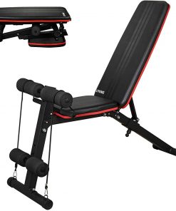 B08SBPT5VK Weight Bench for Full Body Workout, Adjustable Foldable Workout Bench Press for Home Gym Fitness Strength Training, Foldable Incline Decline Utility Weight Bench with 6 Positions