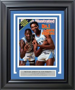 B08TVK3SB8 Michael Jordan & Sam Perkins Autographed Framed First Sports Illustrated Cover North Carolina Tar Heels"Best Wishes" Beckett BAS #A27280