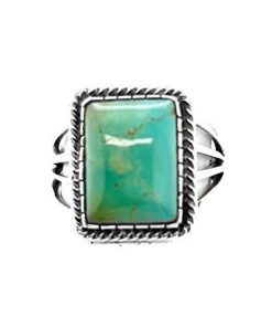 B08WHDB7T9 Genuine King's Manassa Turquoise Ring, Size 12, Sterling Silver, Authentic Navajo Native American USA Handmade, Artist Signed, Nickel Free, Southwest Jewelry
