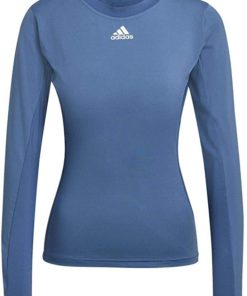 B08SWF28R9 Adidas Women`s FreeLift HEAT.RDY Long Sleeve Tennis Top Crew Blue and White ( )