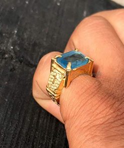 B08X1QL2LD Topaz Signet Ring, Cross Ring, Handmade Unisex Ring, Topaz Hydro Ring, Blue Topaz Ring, Topaz Signet Ring, 925 silver ring men Gold plated