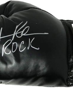 B08W2Q25FV Hasim Rahman Signed Everlast Black Boxing Glove w/Rock