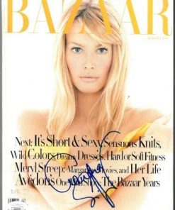 B08WSB4GF1 Authentic Autographed Claudia Schiffer Harper's Bazaar Full Magazine March 1994 cover wear ~ JSA #EE60263 (no label)
