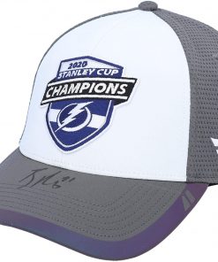 B08V3YBP2G Brayden Point Tampa Bay Lightning 2020 Stanley Cup Champions Autographed Locker Room Cap - Autographed NHL Hats