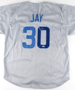 B08W4BZ6PL Authentic Autographed Jon Jay Cubs Jersey (Beckett) Chicago #1 Bat Off Of The Bench !