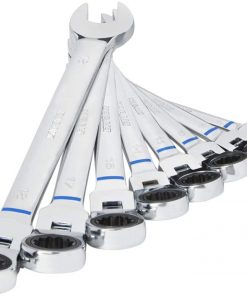 B0050DZ50M Kobalt 338366 8-Piece 90-Tooth 12-Point Ratcheting Flex-head Combination Wrench Set, Metric, includes 10, 11, 12, 13, 14, 15, 17 and 18-mm Wrenches