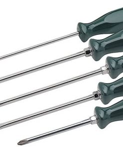 B005PIJMRY SK Hand Tool 86321 SureGrip Long Reach 5-Piece Combination Screwdriver Set, P2 x 4", P2 x 8" Phillips Screwdrivers, 3/16"x 6", 1/4" x 6", 1/4" x 8" Slotted Screwdrivers, Made in U.S.A.,Green