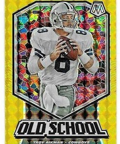 B08TW4H7RK 2020 Panini Mosaic Old School Gold Fluorescent Mosaic #9 Troy Aikman #12/20