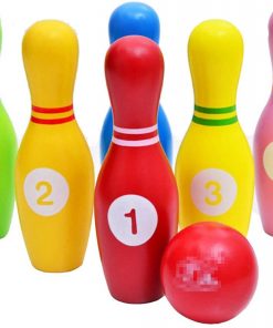 B08T1MJCRW Bowling Set Kids Skittles Bowling Set Toys for Boys Girls with 6 Numbers Pins 1 Ball Indoor Outdoor Toy for Kids (Color : Multi-Colored, Size : One Size)
