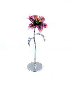B08WQ9HNGM Aluma Flowers Handmade Aluminum Metal Lily with Chrome Stem and Base, Floral Home DÃ©cor