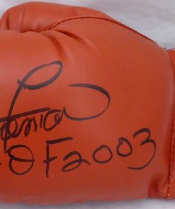 B08WQ4Z31K Authentic Autographed George Foreman Red Everlast Boxing Glove LH In Black HOF 2003 Beckett BAS