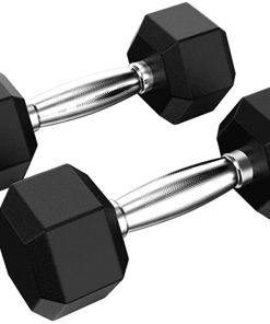 B08VN8KM7N Jungaha Rubber Dumbbell Hand Weights Hex Shape Dumbbell Set Dumbbells Pair for Women Men Home Gym Fitness Workout Equipment Exercise Training Dumb Bell Black