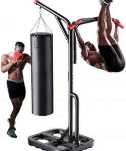 B08W1XD5R2 Boxing Heavy Bag Stand, Sandbag Rack with Power Tower Pull Up Dip Station, Free Standing Heavy Duty Punching Bag Stand, Home Gym Strength Training Workout Equipment, Weight Capacity 330 Lbs