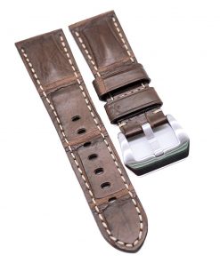 B08W5446TK 26mm Waxed Gingerbread Brown Alligator Leather Watch Strap For Panerai