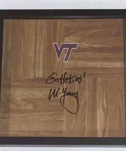B08VW6RFG2 MIKE YOUNG SIGNED FRAMED 12X12 FLOORBOARD VIRGINIA TECH PROOF