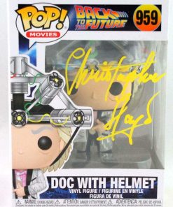 B08W2LKYF8 Authentic Autographed Christopher Lloyd Doc With Helmet Funko Pop Figurine #959 ~ JSA W *Y