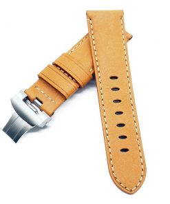 B08W59MK4P 24mm Trombone Yellow Calf Leather Watch Strap For Panerai