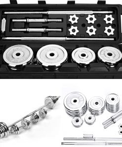 B08VVYLCLQ Adjustable Dumbbells Set 50Kg/110Lb Barbell Lifting Set Heavy Dumbbells Weights with Connecting Rod Set Exercise & Fitness Free Weight Set for Men Women Beginners Home Gym Weights Stand Indoor Sports