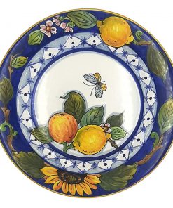 B08SWL2T9T Italian Ceramic dinnerware plate Blue Lemon Sunflower - 11 1/2 inch Hand Painted dish for Kitchen - Made in ITALY Tuscany - Italian Pottery dinner plate - Home Decor Ceramics dish dinnerware