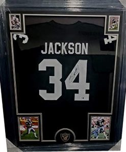 B08RXNSMX7 Bo Jackson Autographed Jersey Oakland Los Angeles Raiders Black Framed GA 900109