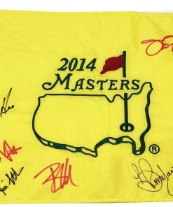 B08W2KBFDQ Authentic Autographed Bill Haas, Chris Kirk, Ryan Moore, Kevin Stadler 2014 Masters Flag ~ Certified