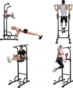 B08WKZS34S Doublelift Power Tower Heavy-Duty Pull Up Bar Height Adjustable Dip Station Multi-Function Fitness Strength Training Equipment for Home Gym Workout Exercise Station, 220lbs Capacityã€US Stockã€‘