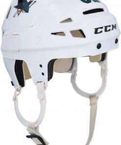 B08VGYQ54V Kevin Labanc San Jose Sharks Game-Used #62 White CCM Helmet from the 2019-20 NHL Season - Game Used NHL Helmets