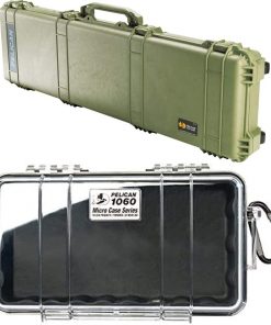 B08WSNGJ18 Pelican Case Bundle - Pelican 1750 Rifle Case with Foam (OD Green) + Pelican 1060 Micro Case (Black/Clear)
