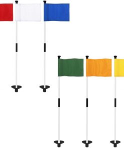 B08TWX22SX KINGTOP Golf Flagstick Mini, Putting Green Flag for Yard, 3 Feet Flagpole 2-Section Design, Golf Pin Flags Set, 6-Pack