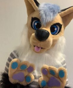 B08W2B93G8 Beige fox fursuit head I Fox fursuit for kids I Kids fursuit I Fox furry head